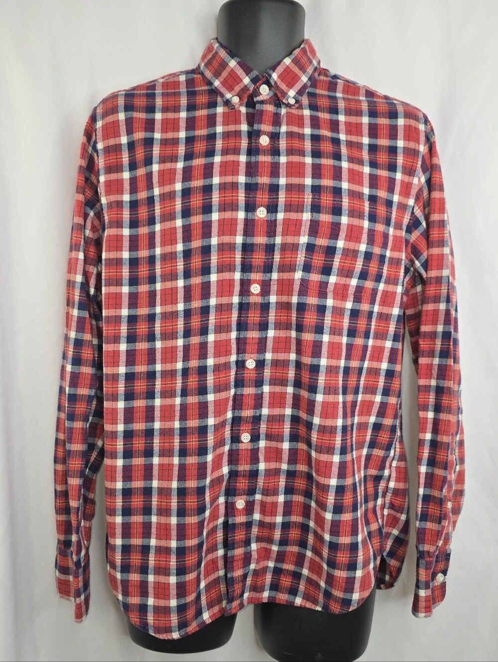 J.Crew Men's Re-Imagined Red Plaid Button Down Shirt Size Medium A-3740